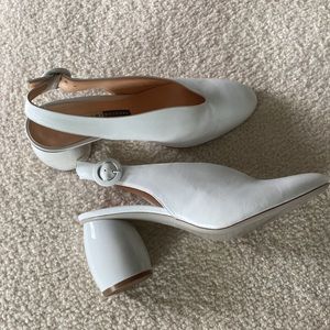 Chiarini Bologna White Round Heel Sling Back Pump